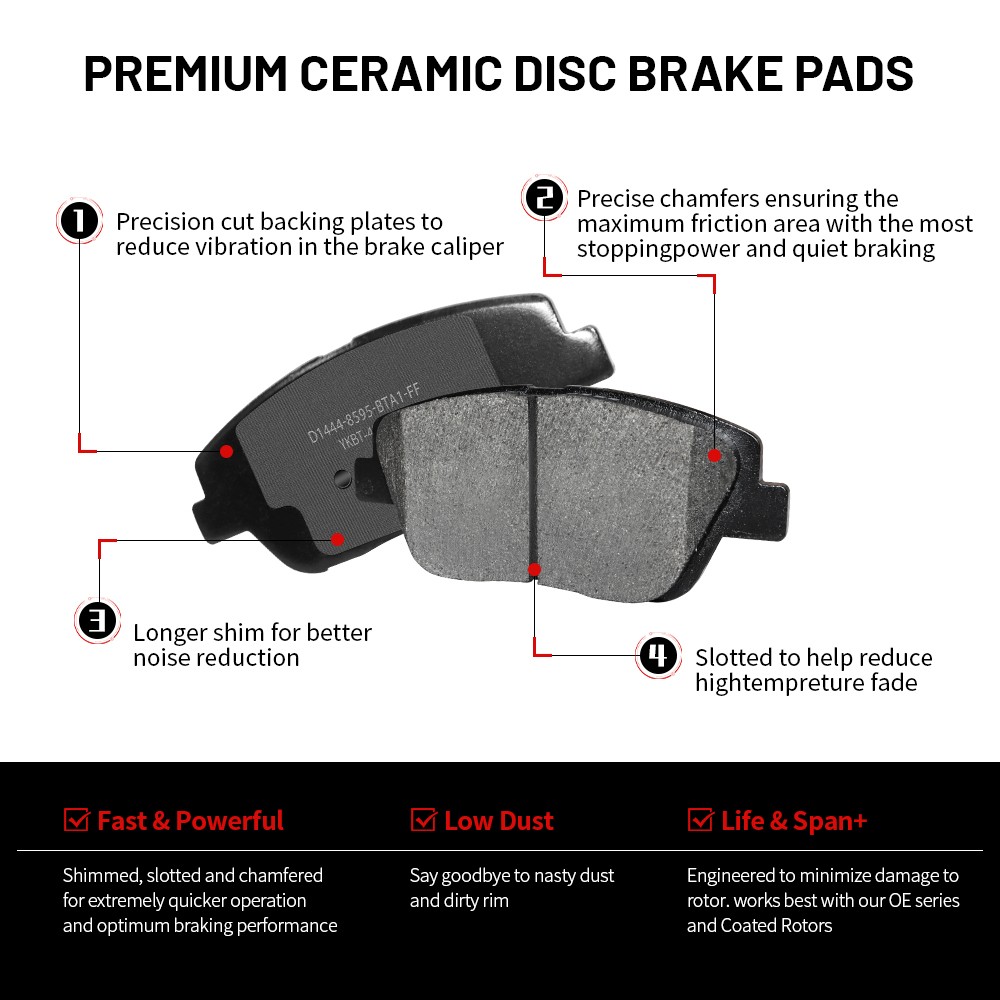 Front Rear Drilled Brake Rotors Ceramic Pad For 2002-2004 Toyota Camry 3.0L.3.3L