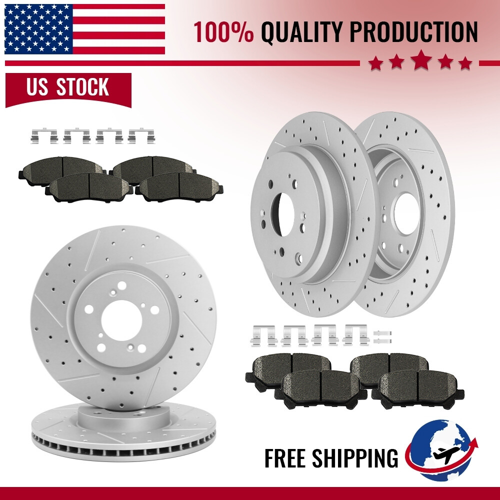 Front Rear Disc Brake Rotors and Ceramic Brake Pads For Honda Pilot 2009 – 2015