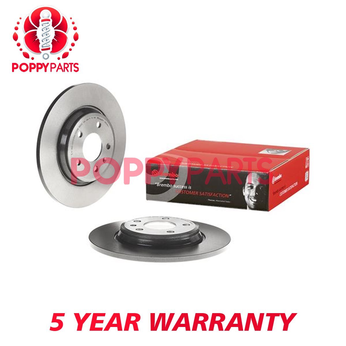 Fits Audi A4 2015- A5 2016- Q5 2016- + Other Models Brake Discs Rear Poppy