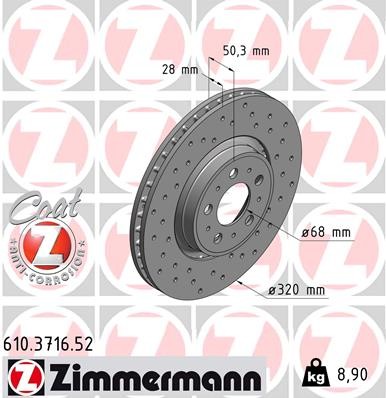 Zimmermann 610.3716.52 Brake Disc for Volvo