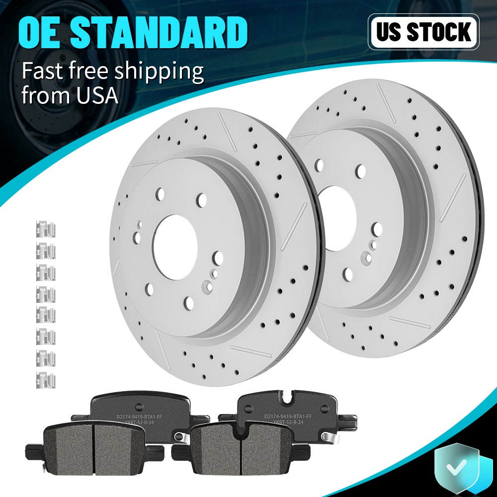 Rear Disc Rotors + Brake Pads For 2019-2023 Silverado Sierra 1500 Suburban Tahoe