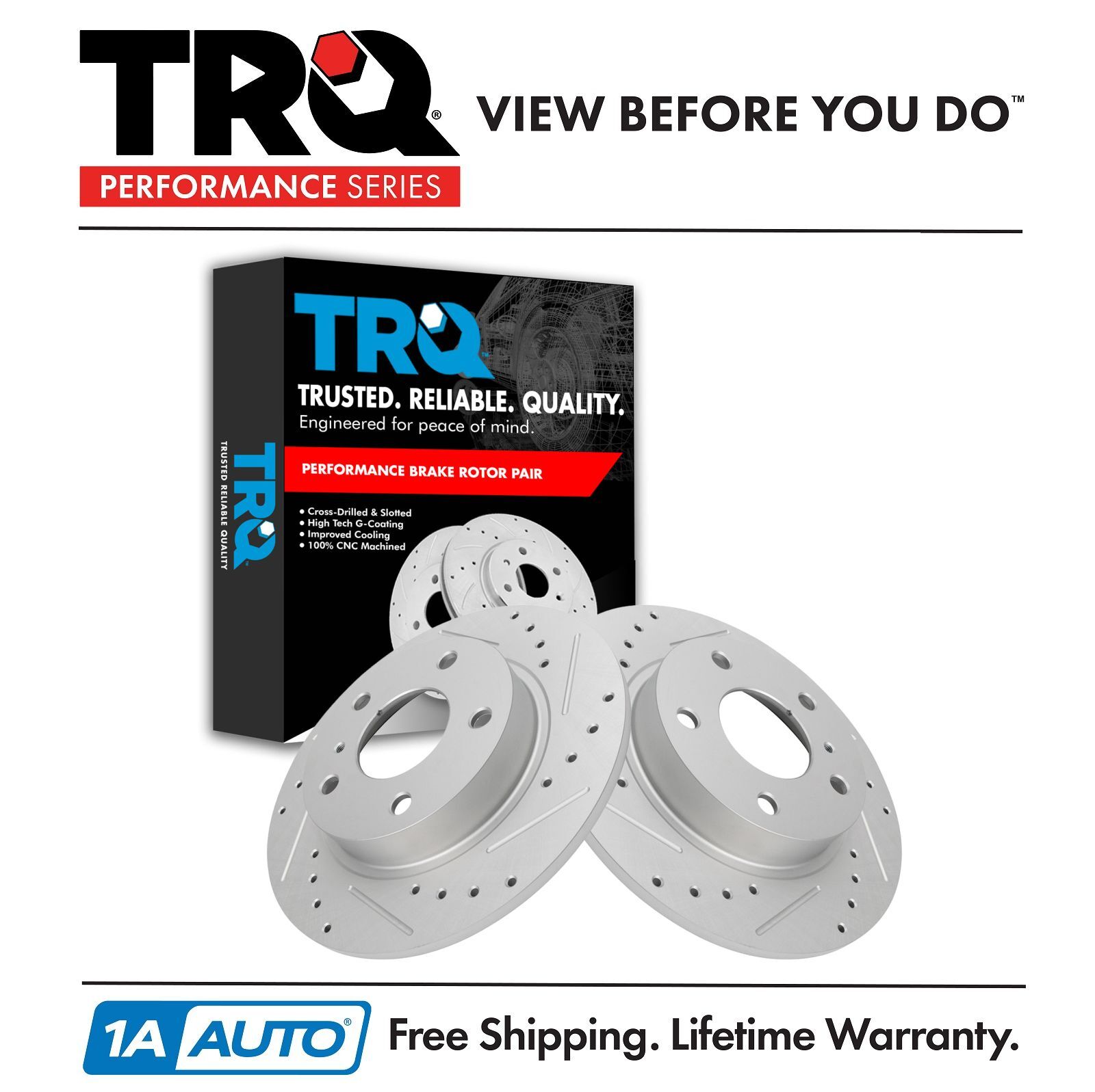 TRQ Rear Brake Rotors Set For 2014-2022 Mazda 3 2019-2021 CX-3 2020-2022 CX-30