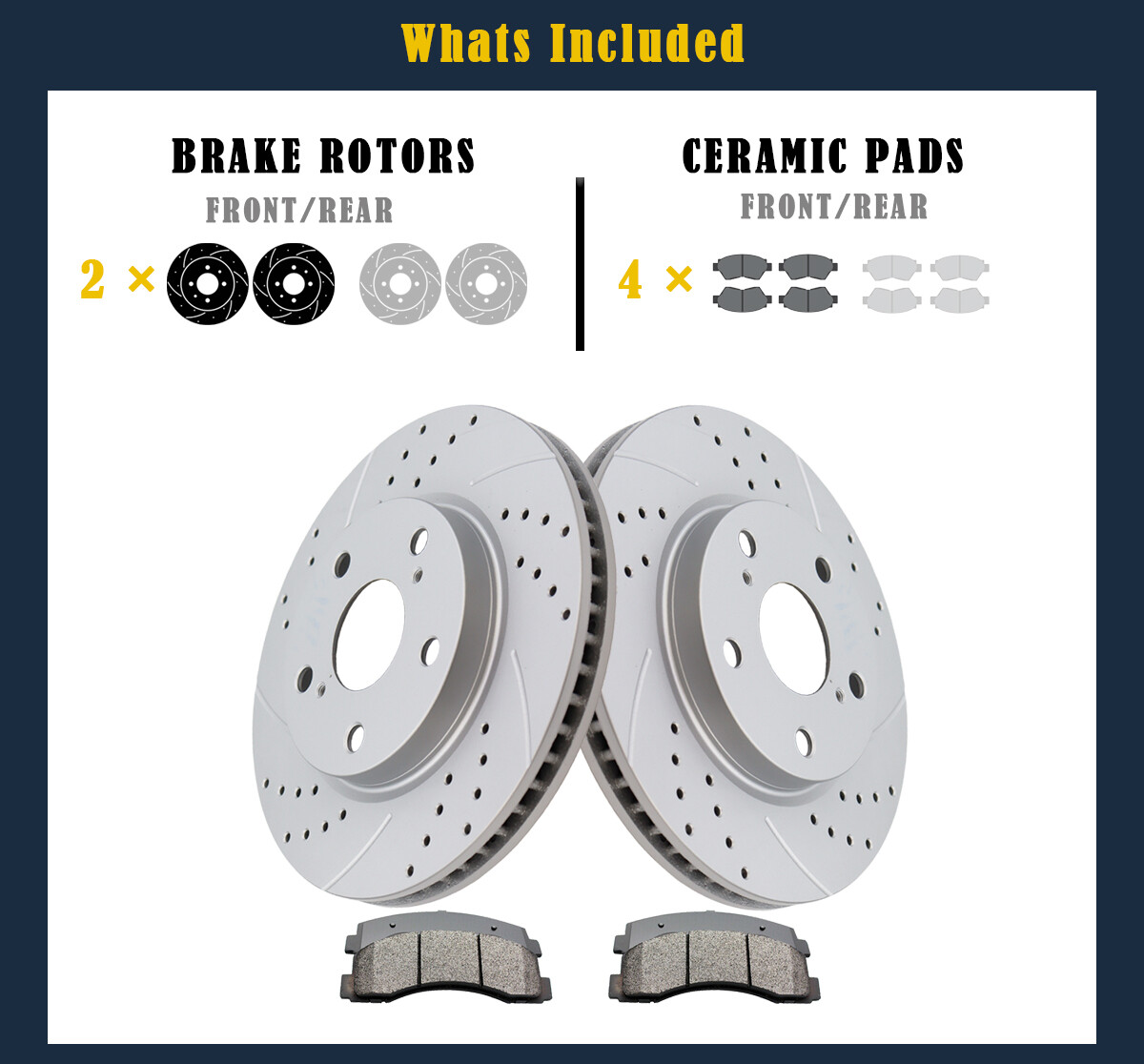 275mm Front Brake Rotors Pads for Toyota RAV4 Scion XB Drilled Slotted Brakes