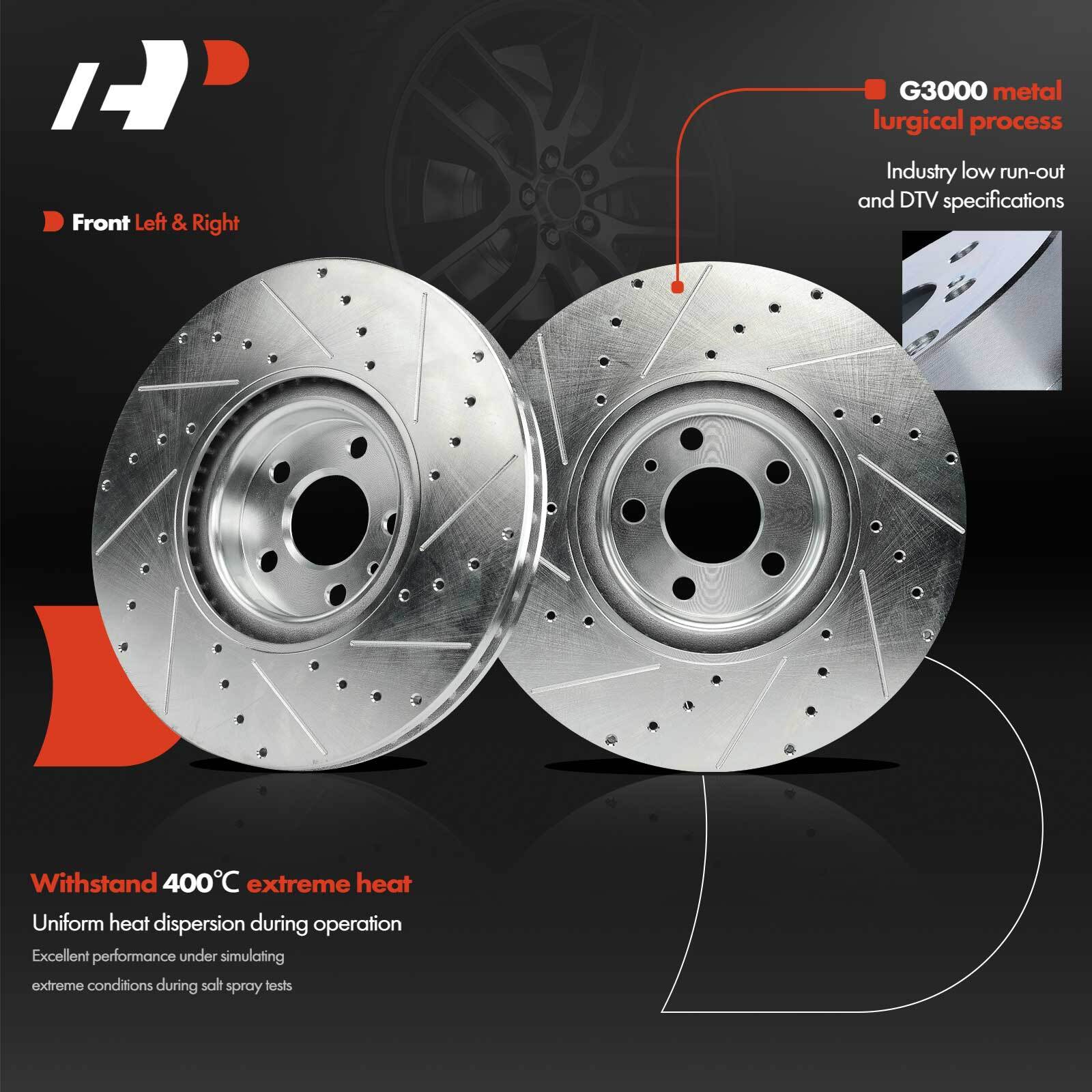 A-Premium Front Drilled Brake Rotor & Ceramic Pads for Volvo0 S90 XC40 XC60 XC90