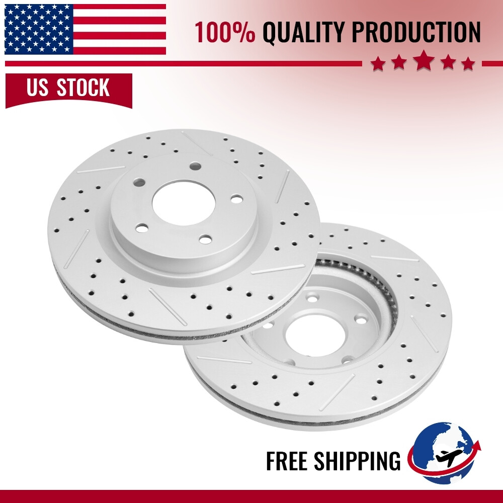 Pair Front Drilled & Slotted Disc Brake Rotors For Nissan Altima 2007- 2022 2023