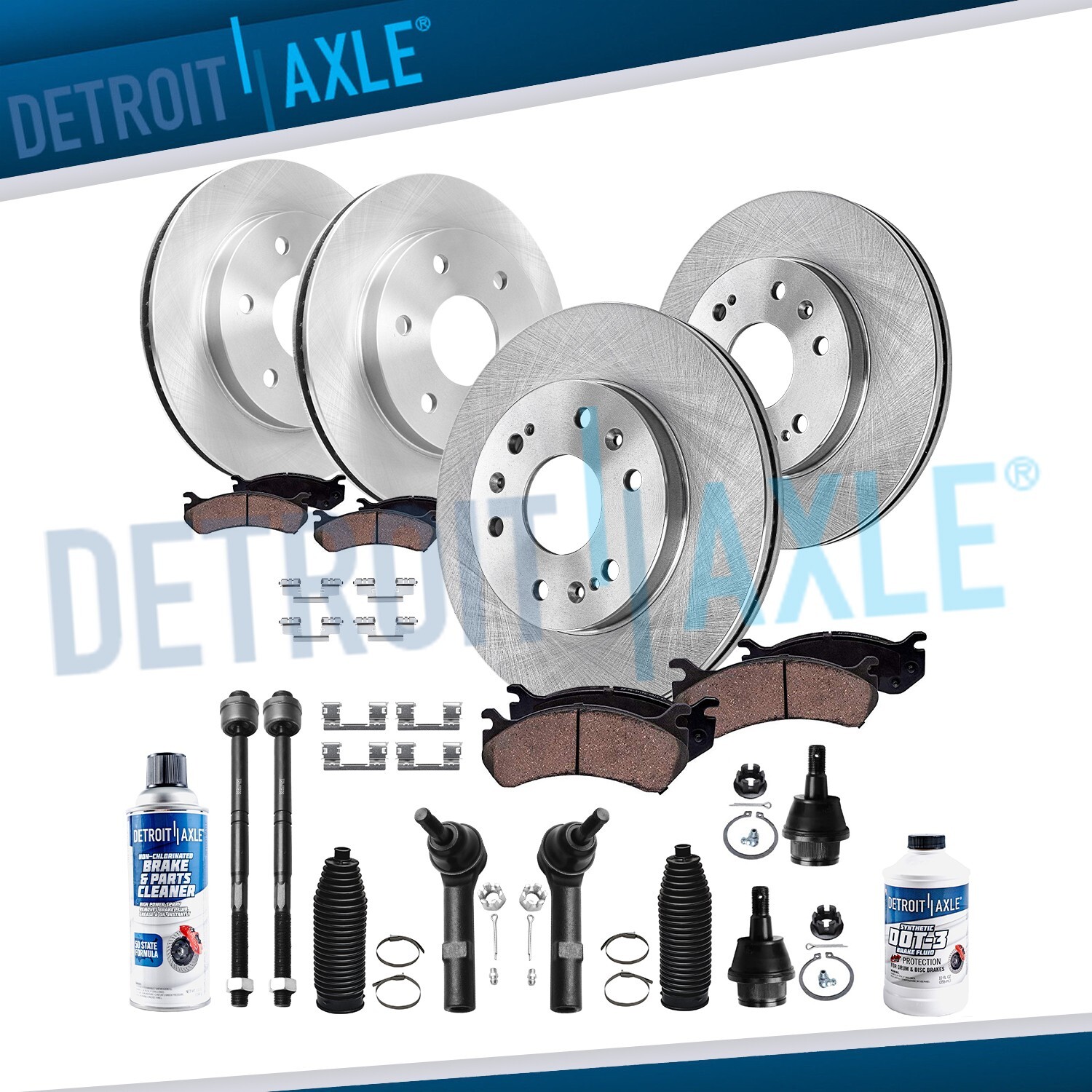 18pc Front & Rear Brake Rotors Ceramic Pads Tie Rod for Silverado Sierra 1500