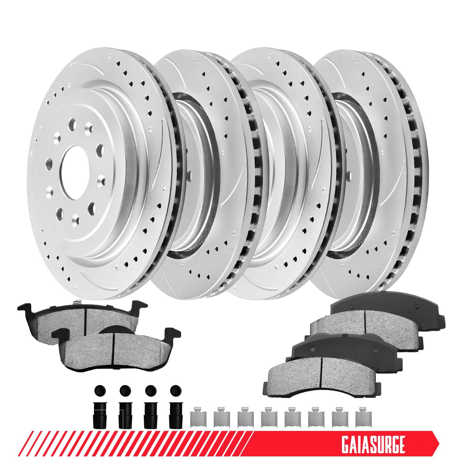 Front Rear Drilled Rotors Brake Pad for 2010-2017 Ford Expedition EL XLT Limited