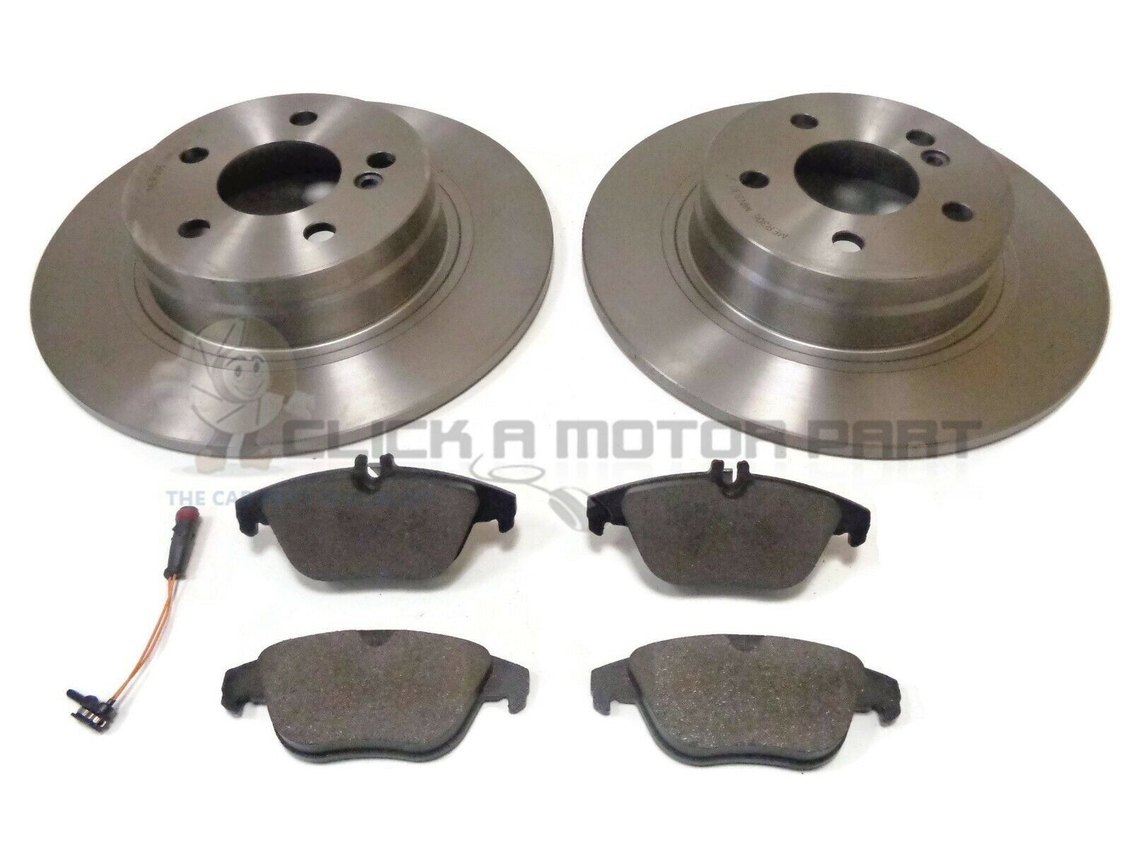 MERCEDES C220 CDi S204 ESTATE 2007-2013 REAR 2 BRAKE DISCS & PADS SET & 1 SENSOR