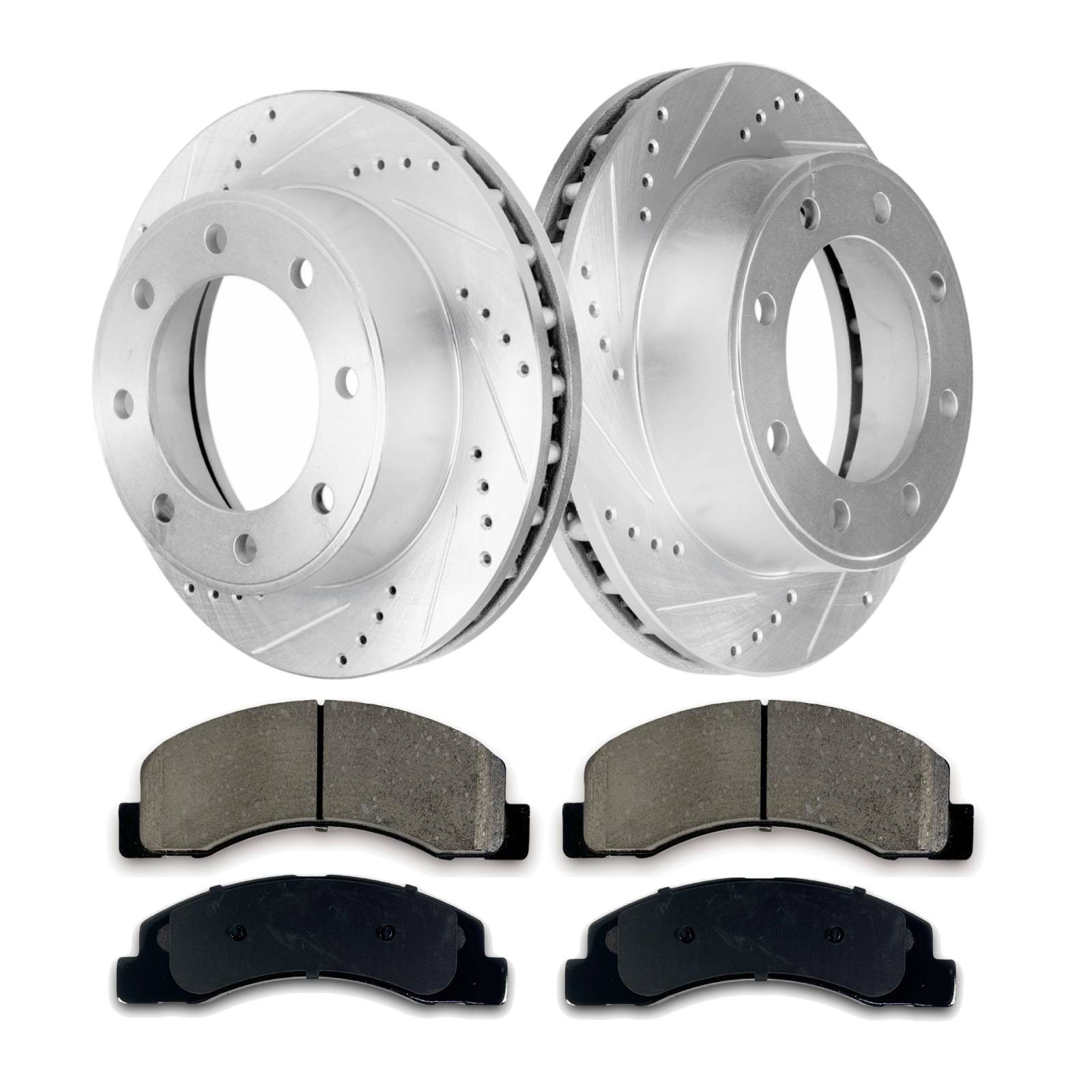 331mm Front Drilled Brake Rotors Pads 1999 – 2004 Ford F-250 F-350 Excursion 4WD
