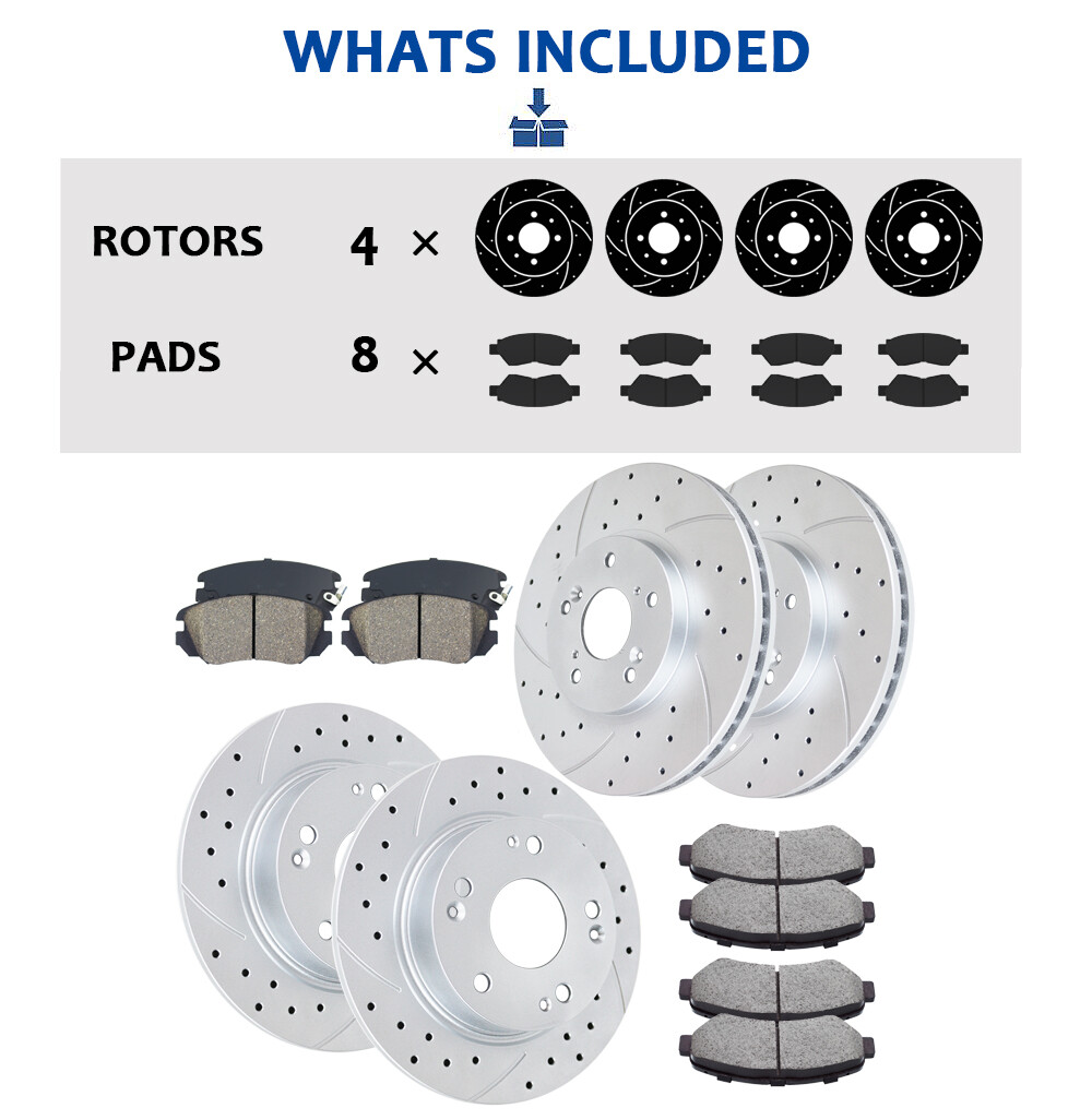 Fit for 2004-2008 Acura TSX 300mm Front 260mm Rear Brake Rotors Pads Kit Brakes