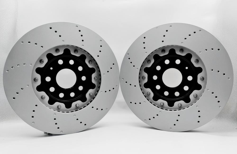 Two-Pieces Front Drilled Floating Brake Discs Rotor 340mm For Audi VW 2015-2024