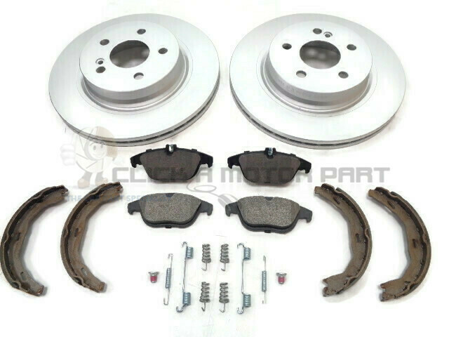 MERCEDES C320 C350 CDi S204 REAR 2 BRAKE DISCS AND PADS & SHOES + FITTING KIT