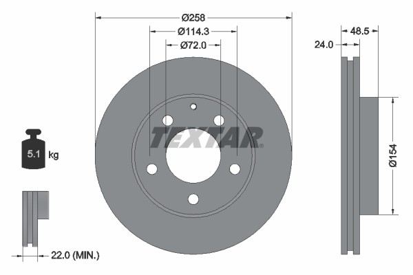 Textar 92062000 Brake Disc for EUNOS,FORD ASIA & OCEANIA,FORD AUSTRALIA,FORD USA