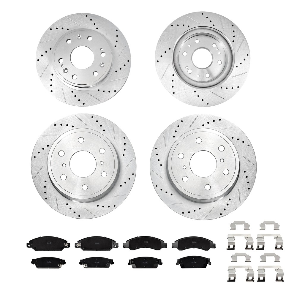 For Chevy GMC Silverado Sierra 1500 Tahoe Front Rear Drilled Rotors Brake Pads