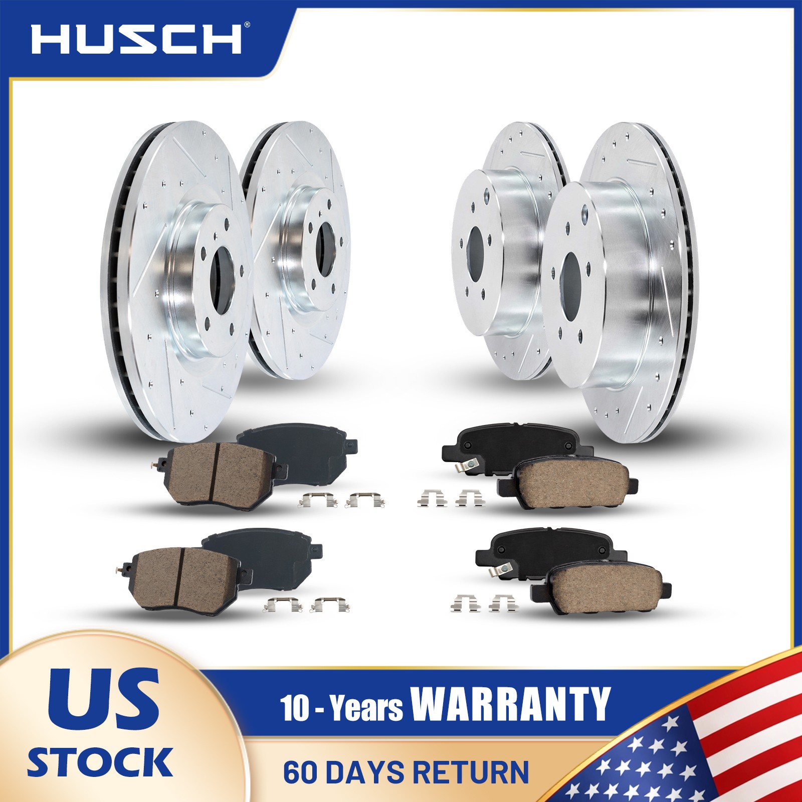 For 2005-07 Nissan Murano Front & Rear DRILLED Disc Rotors Brake Pads Kit