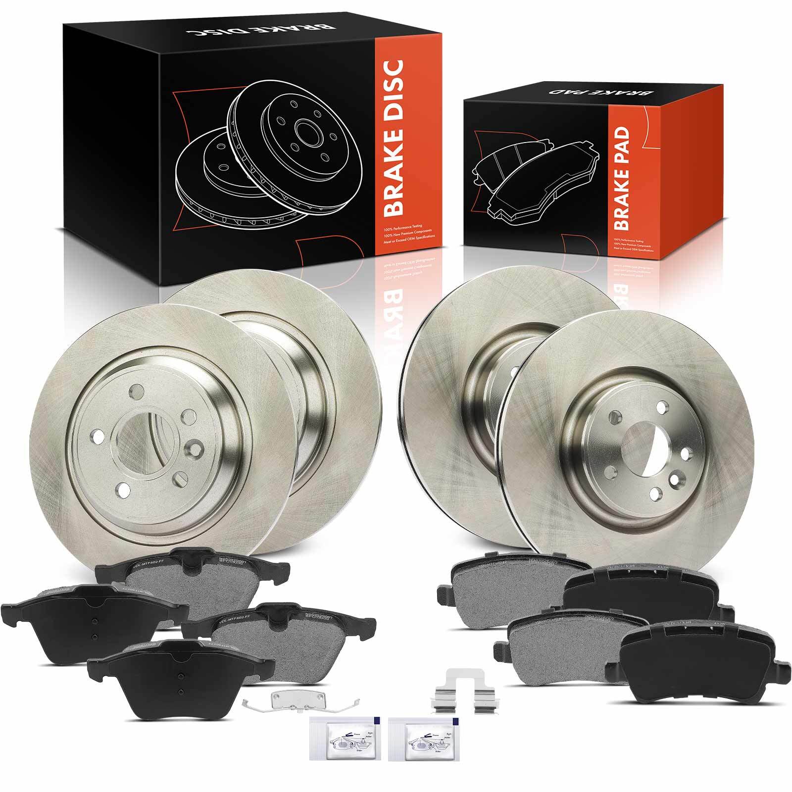 Front & Rear Side Disc Brake Rotors & Brake Pads for Volvo S60 S80 V60 V70 XC70