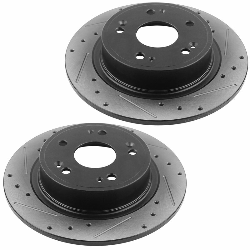 Rear Drilled Disc Rotors and Ceramic Pads for 2009 – 2014 Honda Accord Acura TSX