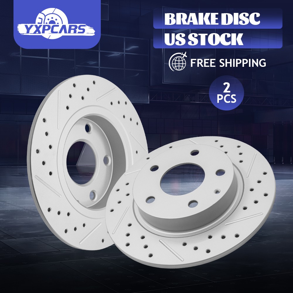 2x Rear Drilled And Slotted Disc Brake Rotors for Mazda 3 Sport CX-3 CX-30
