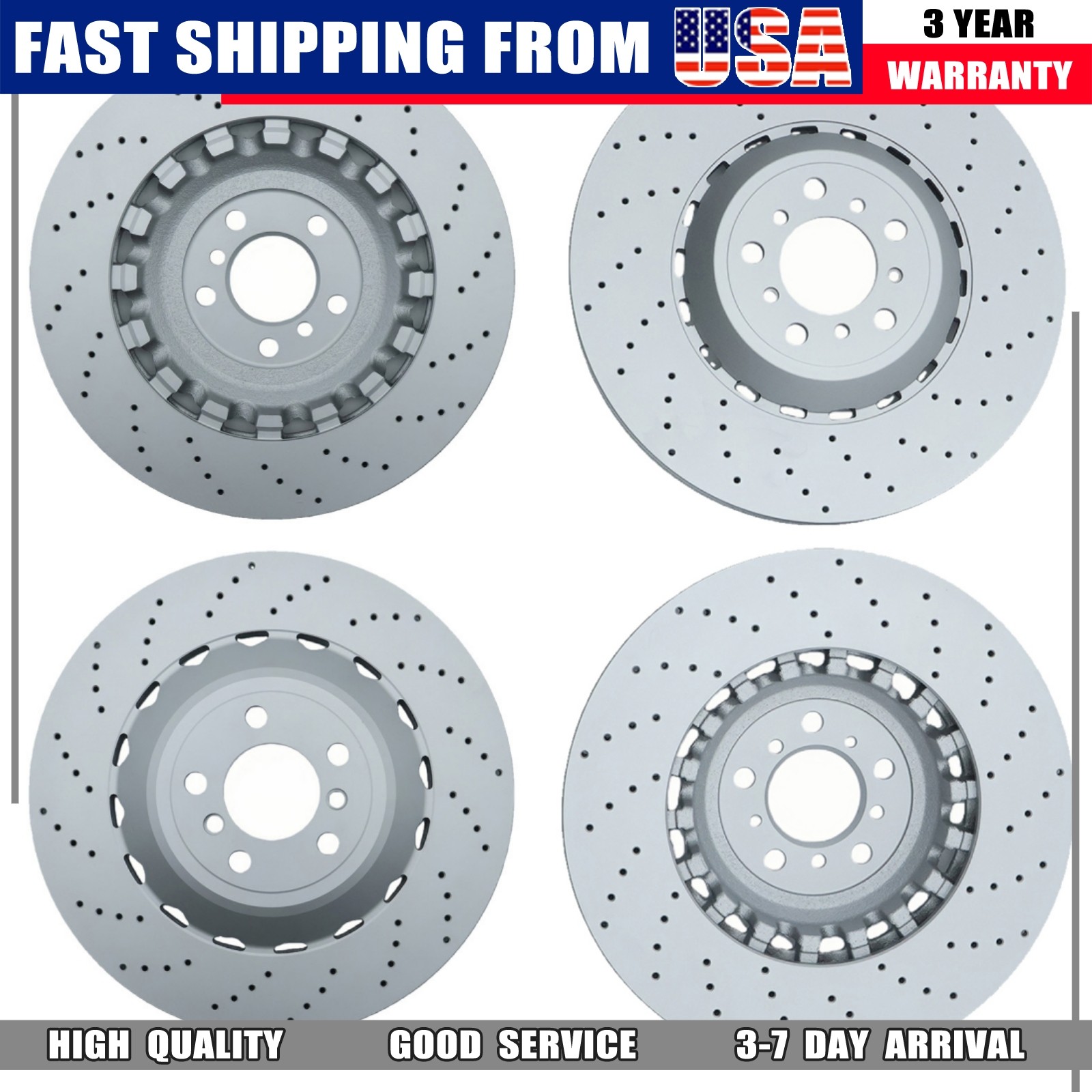 4PCS Front & Rear Vented & Drilled Disc Brake Rotors For BMW F06 F10 F12 M5 M6