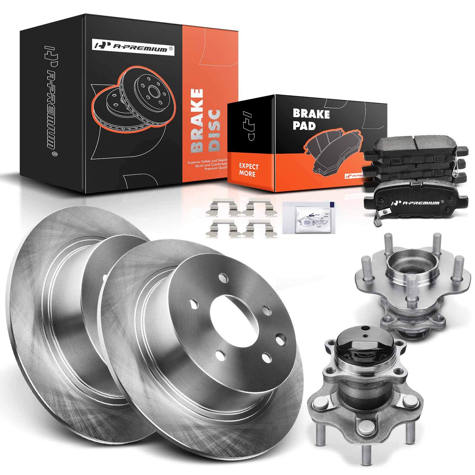 A-Premium Rear Brake Rotors & Brake Pads+Hub Bearing for Nissan Sentra 2013-2019