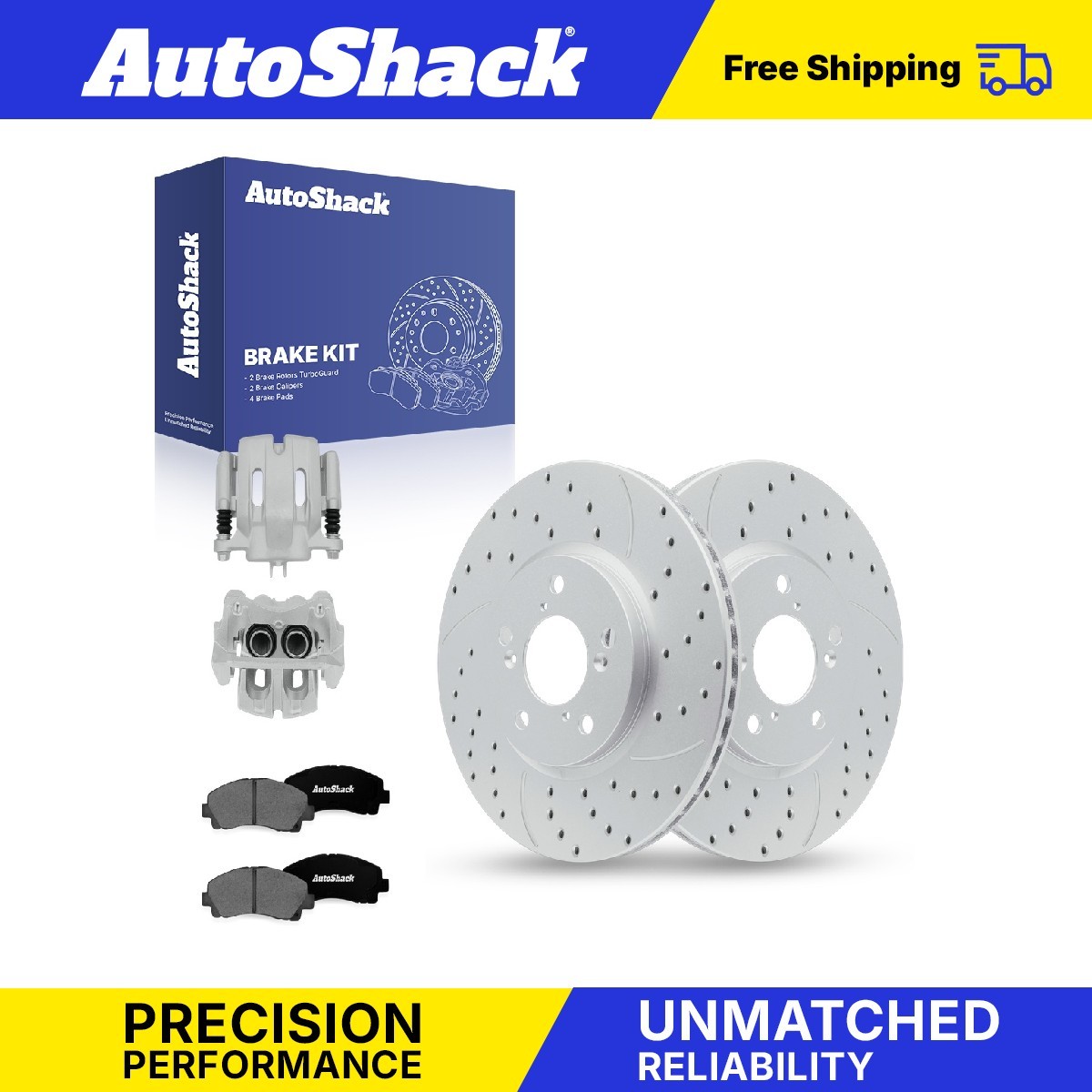 Front Drilled Slotted Rotors Premium Pad Calipers for Honda, Ridgeline 06-11