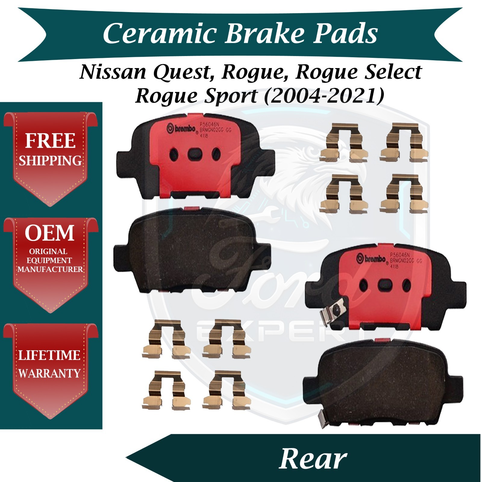 Brembo OEM Rear Ceramic Brake Pads Kit For 2004-2021 Nissan Lifetime Warranty