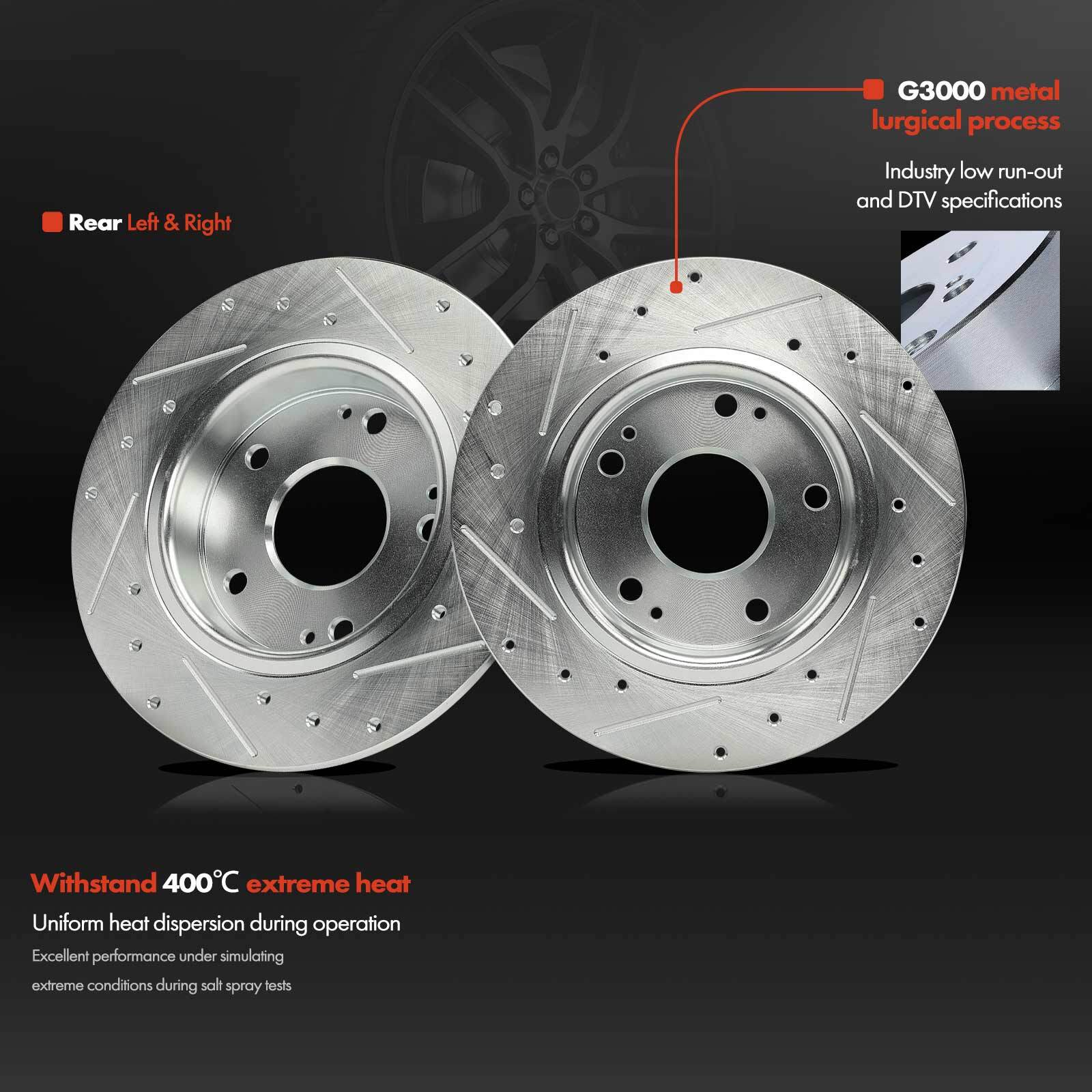 2Pcs 260mm Rear Solid Drilled Brake Rotors for Honda Insight 2019-2022 Civic