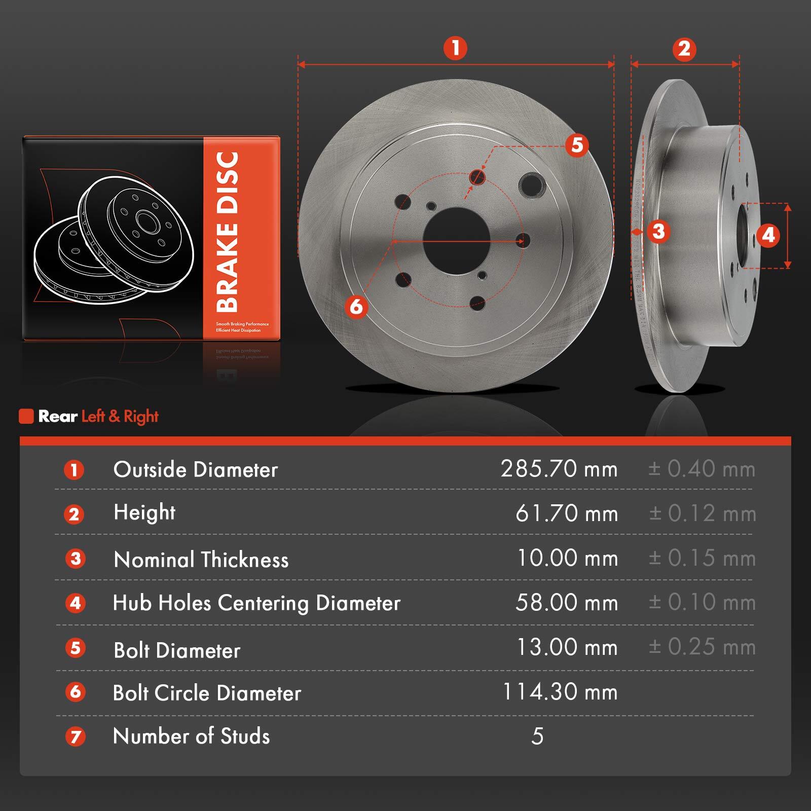 2x Rear Left & Right Side Disc Brake Rotors for Subaru WRX 2015-2021 BR901642