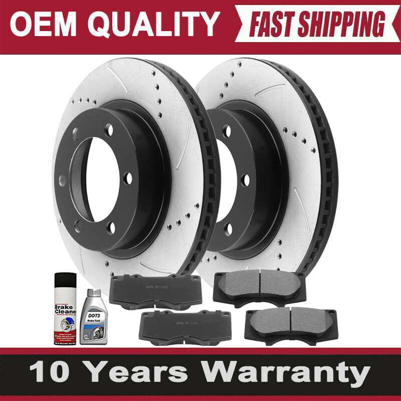 For Toyota Tacoma 4Runner FJ Cruiser Front Drilled Disc Rotors Brake Pads 6 LUGS