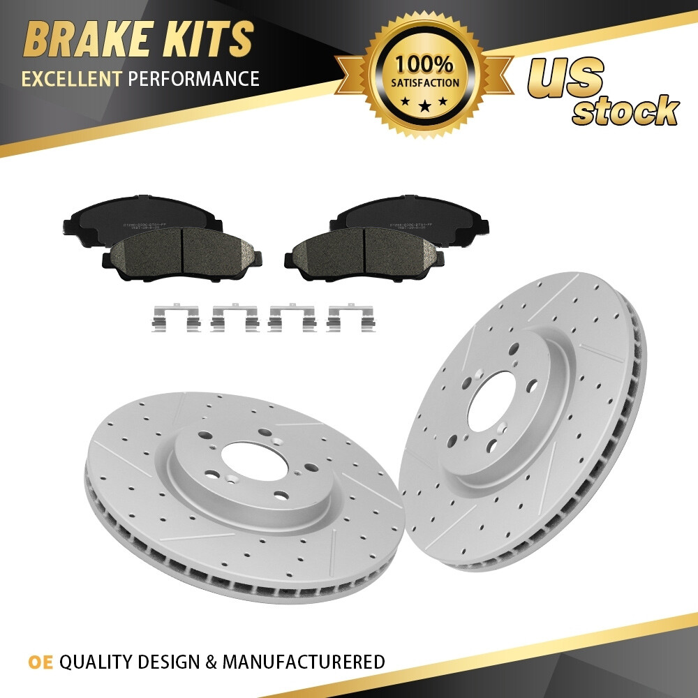 Front Drilled Brake Rotors Ceramic Brake Pads for Honda Pilot Acura MDX RLX ZDX
