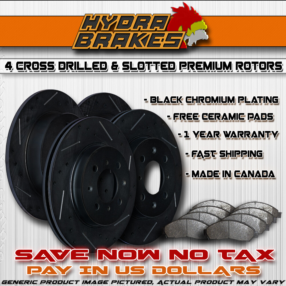 FITS 2010 VW TOUAREG Drill Slot Brake Rotors CERAMIC BLK