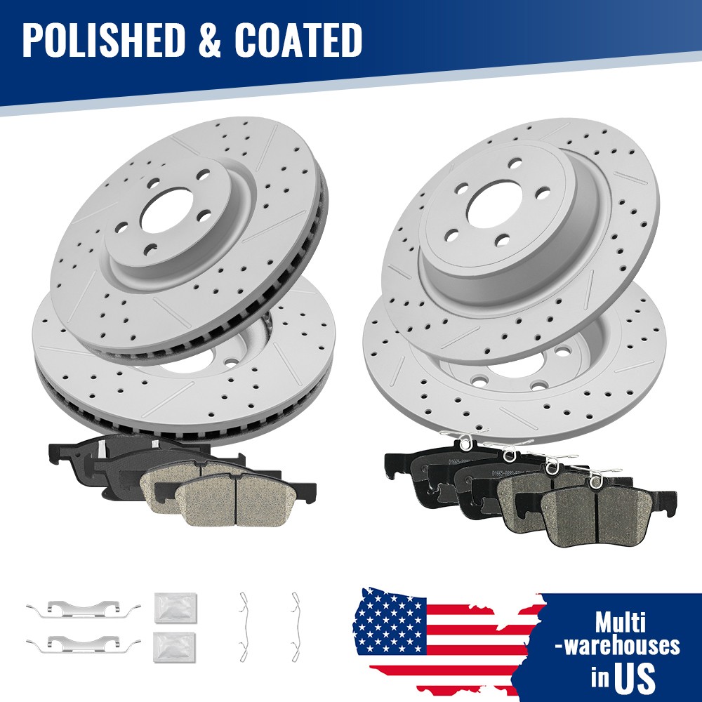 Front Rear Brake Disc Rotors & Ceramic Brake Pads For Ford Edge 2015 2016 – 2020