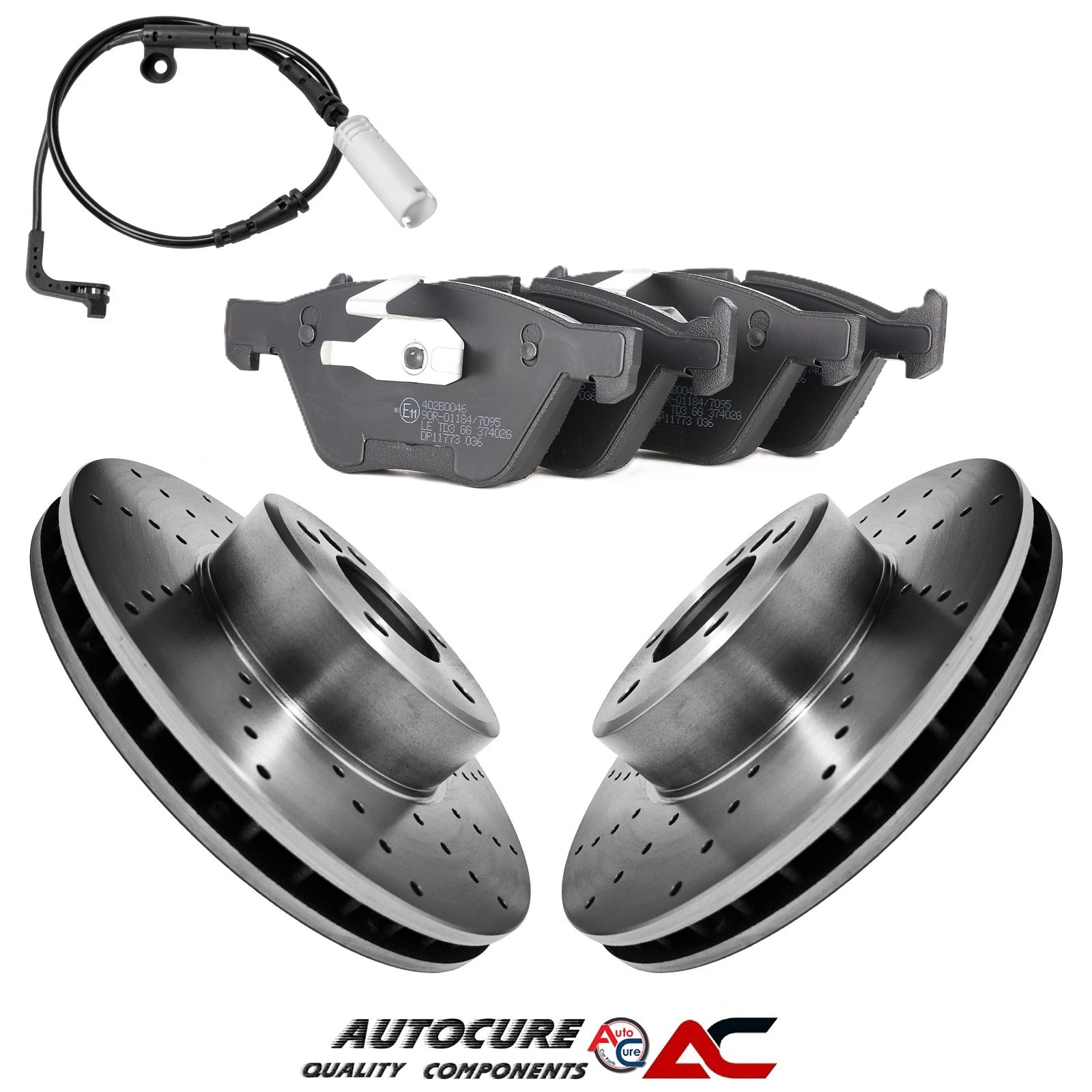 FOR BMW 5 SERIES 530D M SPORT E60 E61 FRONT DRILLED BRAKE DISCS & BREMBO PADS