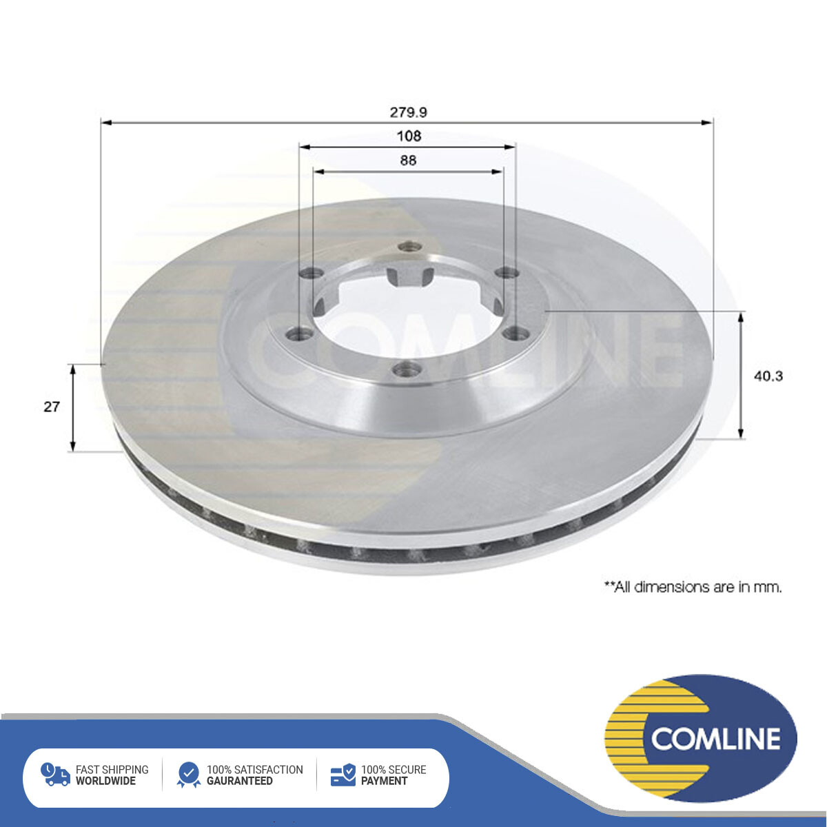 Fits Isuzu D-Max Rodeo 1.9 D 2.5 CRDi 3.0 Brake Disc Front Comline #1