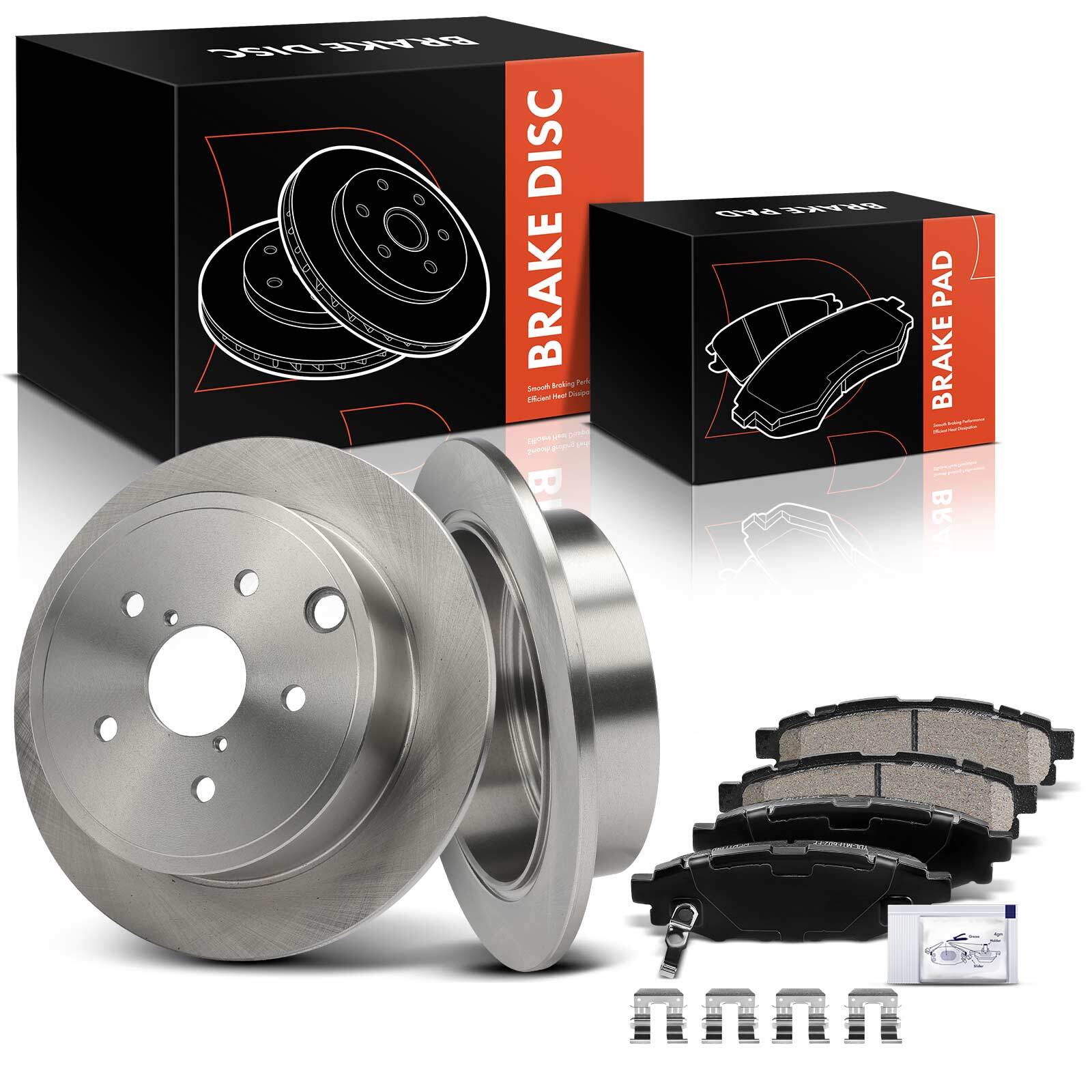 Rear Left & Right Disc Brake Rotors & Ceramic Brake Pad for Subaru WRX 2015-2021