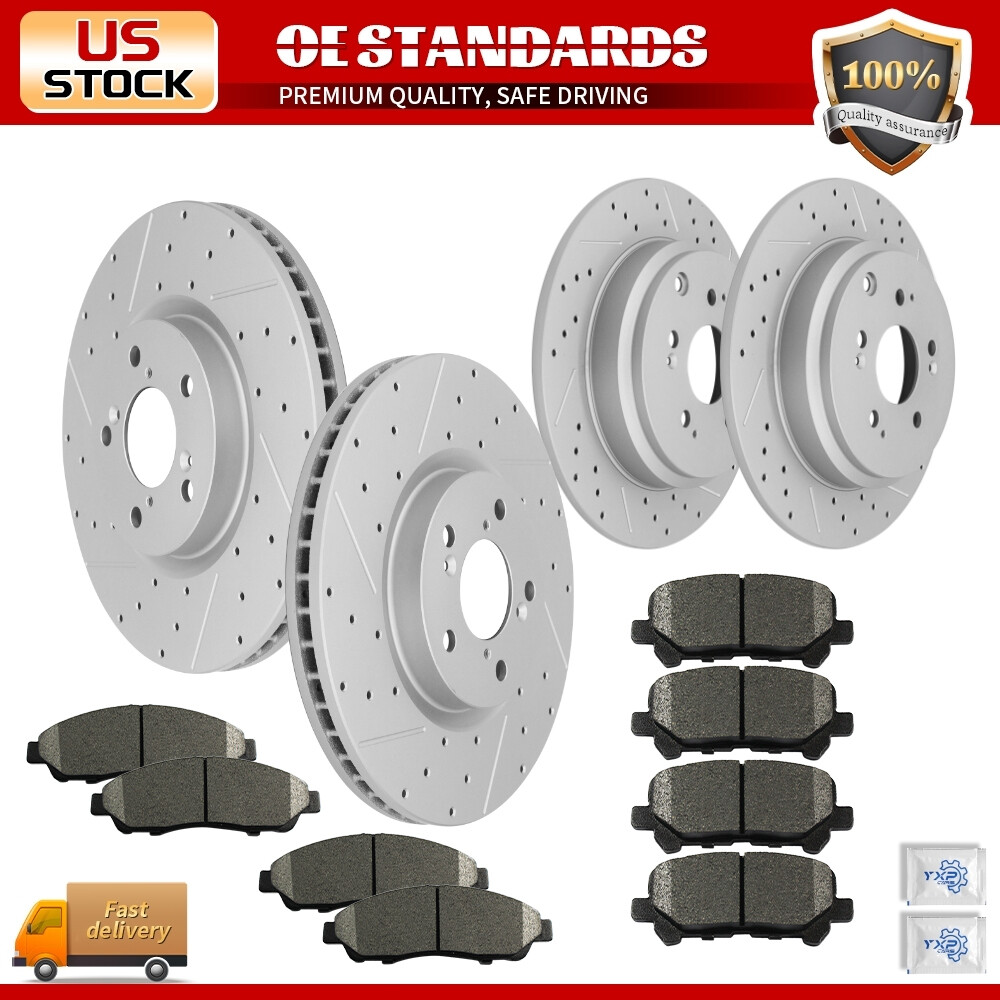 For Honda Pilot Acura MDX ZDX Front Rear Disc Rotors Ceramic Brake Pads