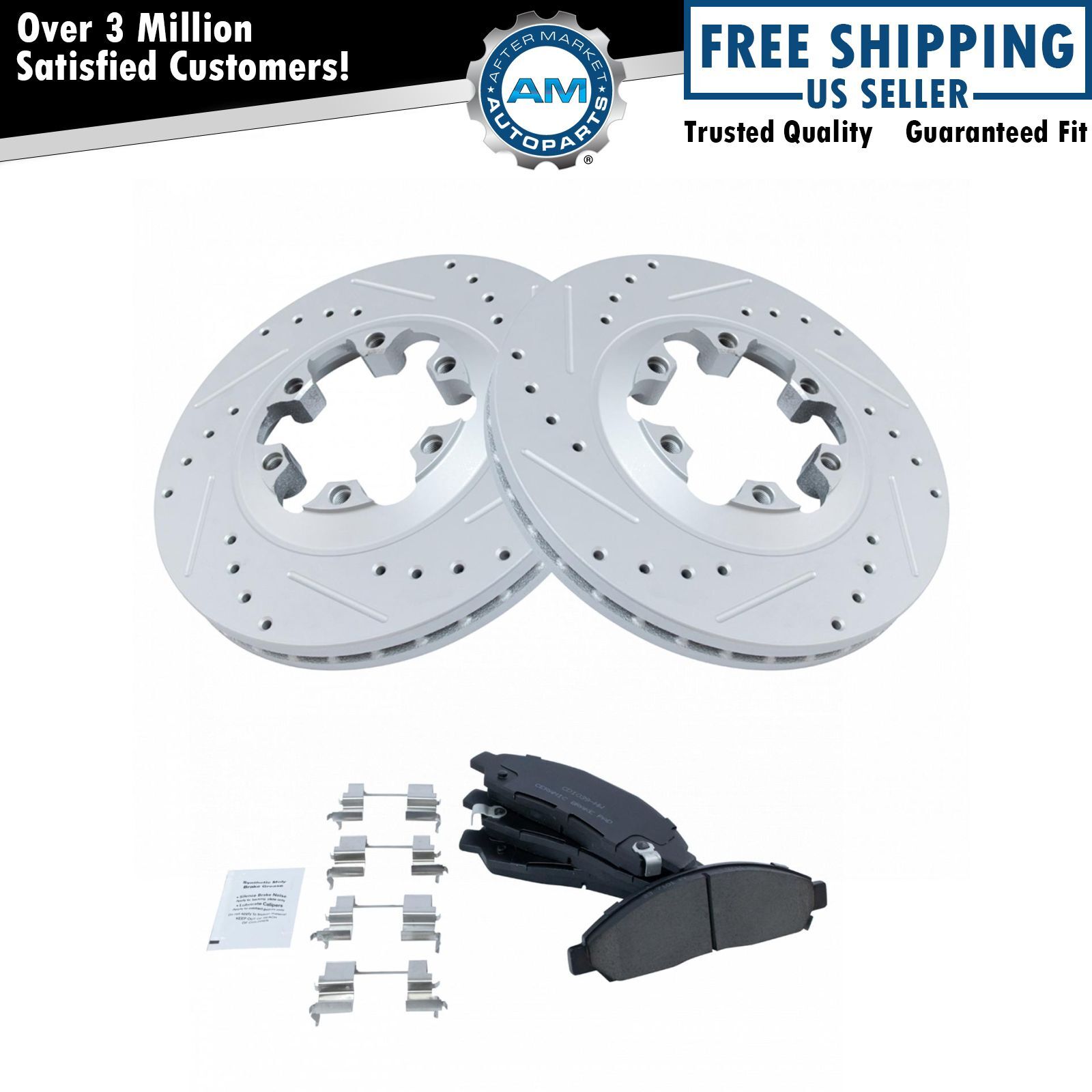 Disc Brake Rotor Drilled & Slotted Zinc Coated & Posi Ceramic Pad Set