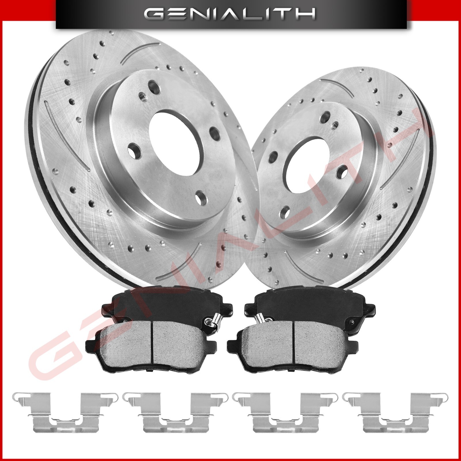 258mm Front Drilled Slotted Brake Rotors Brake Pads for 2011 – 2019 Ford Fiesta