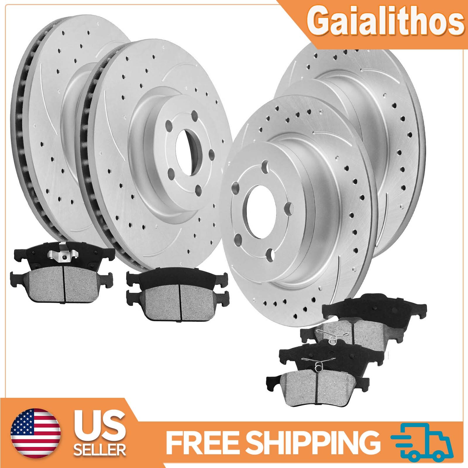 Front + Rear Disc Rotors + Ceramic Brake Pads for Pontiac Solstice 2006-2009