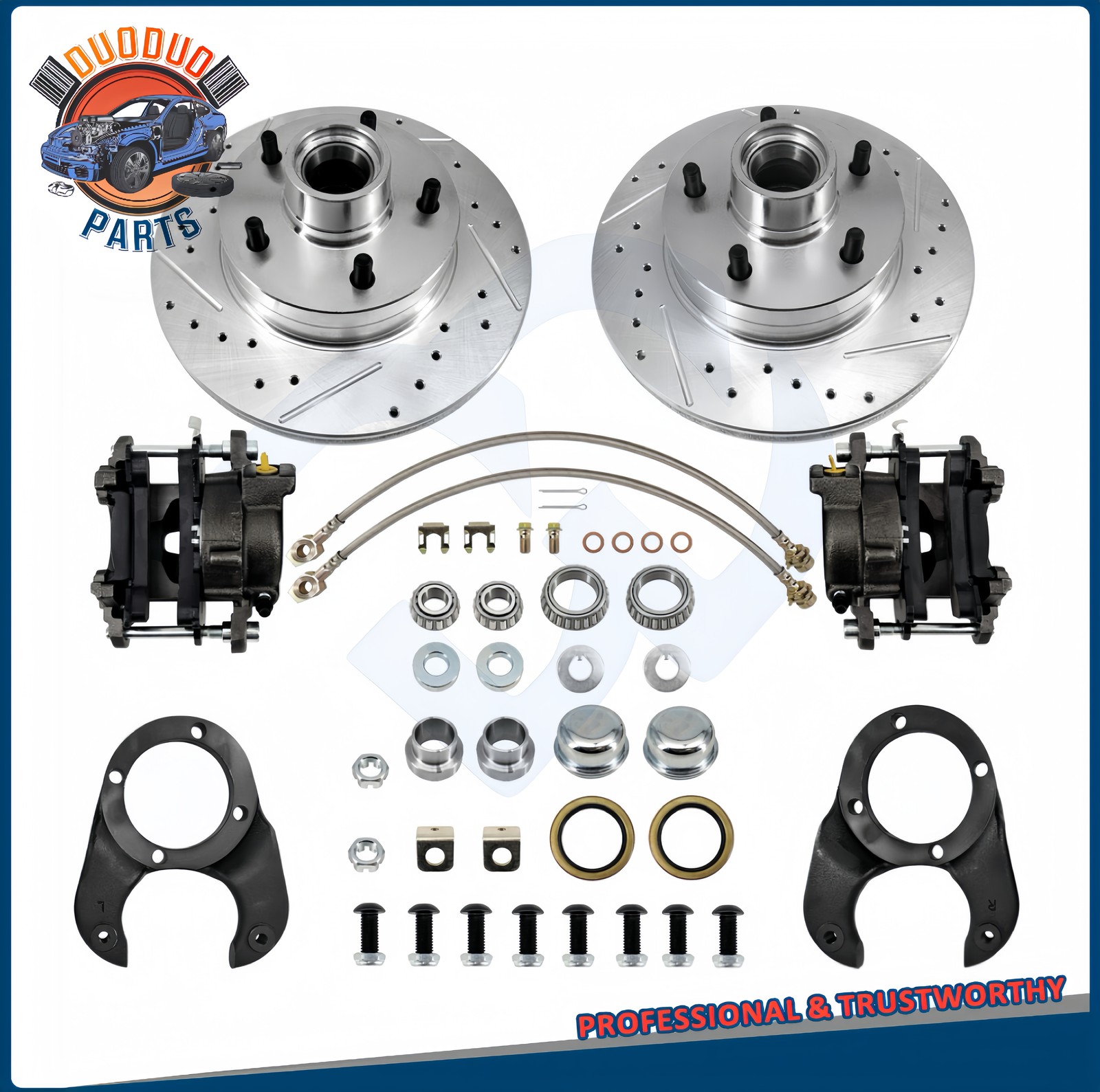 For 1937-48 Spindles Disc Brake Kit, 5 on 4-3/4 Bolt Pattern, Metric Caliper New