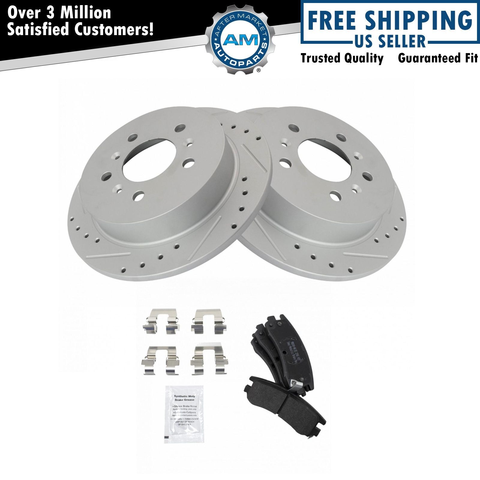 Rotor & Brake Pad Posi Metallic Performance Drilled Slotted Rear Kit