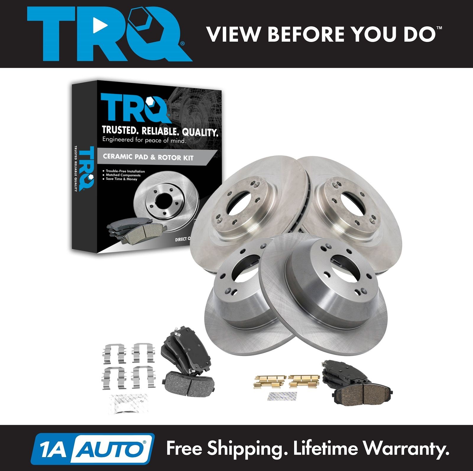 TRQ Front & Rear Premium Posi Ceramic Disc Brake Pads & Rotors Kit for Sedona