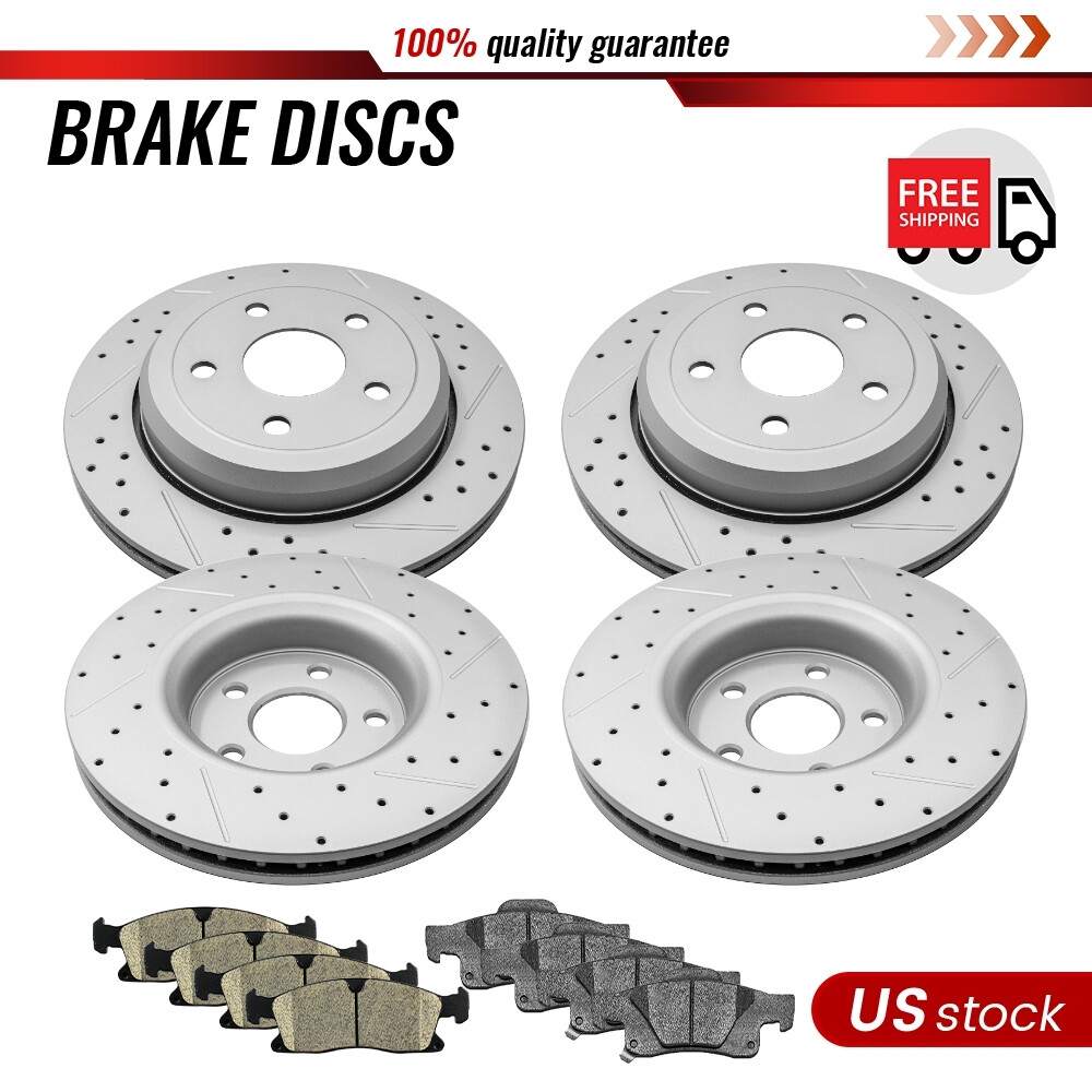 350mm Front & Vented Rear Drilled Rotor Brake Pad for 2013-2020 Grand Cherokee