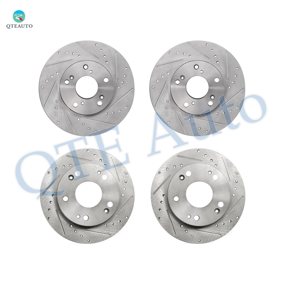Set of 4 Front-Rear Drilled Slotted Brake Disc Rotors For 2003-2007 Honda Accord
