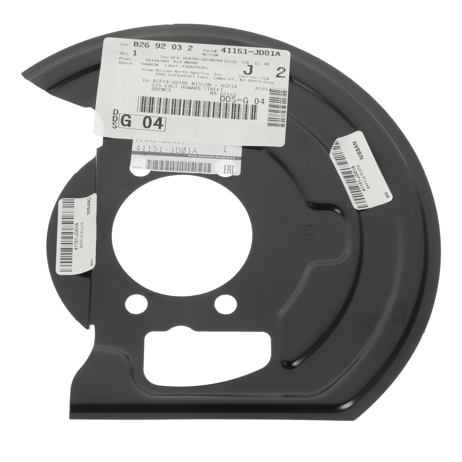 NEW OEM Nissan 2008-2017 Rogue Juke Right Brake Splash Dust Shield 41151-JD01A