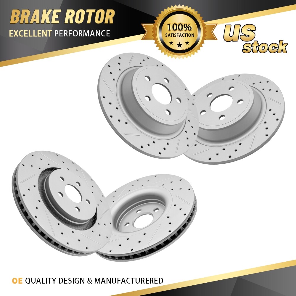 [Front+Rear] Drilled & Slotted Disc Brake Rotors For 2015-2020 Ford Edge FWD