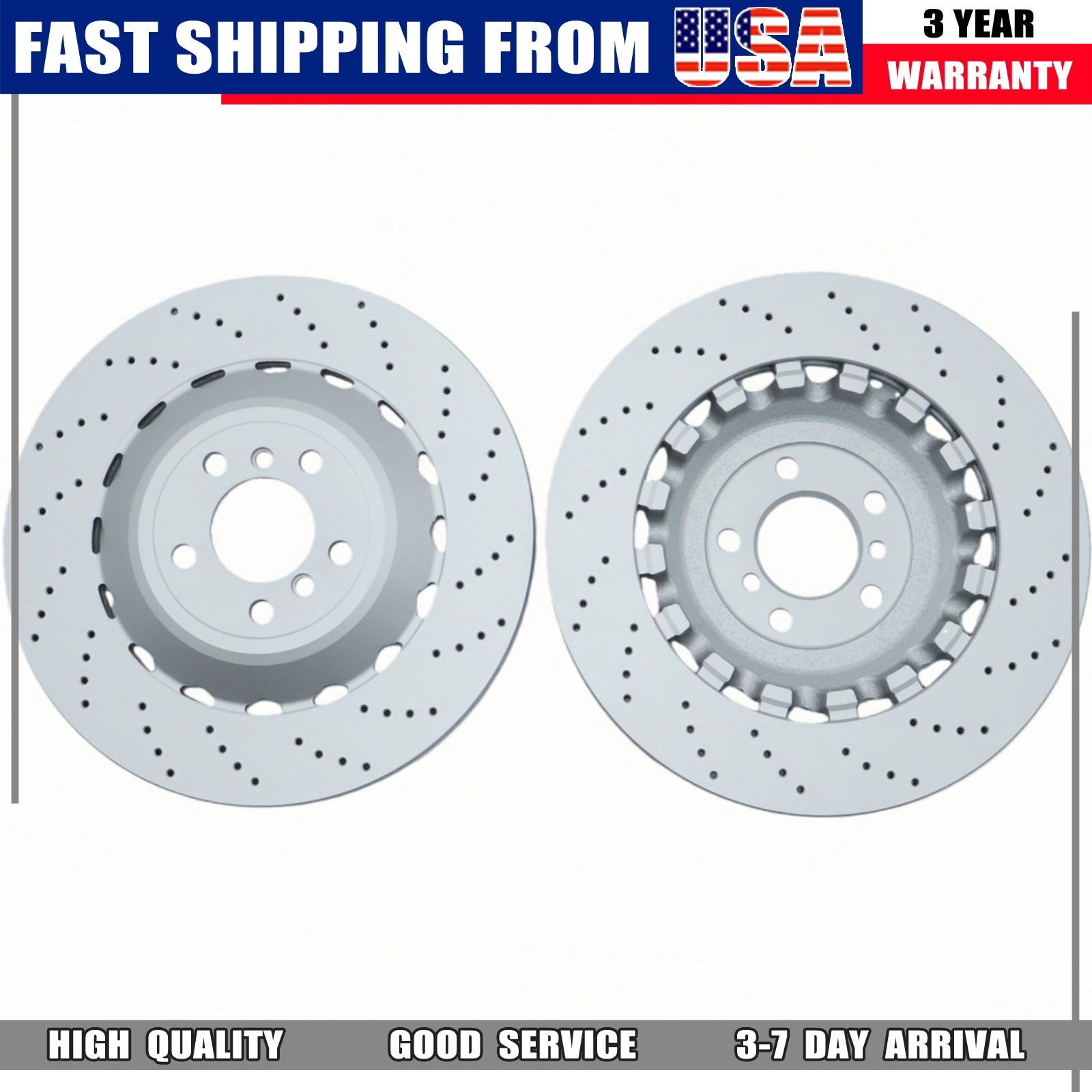 NEW 2x Rear Vented & Drilled Disc Brake Rotors For BMW F10 F12 F13 M5 M6