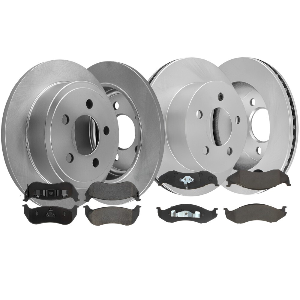Front Vented & Rear Disc Brake Rotors With Ceramic Pads For Jeep Wrangler 06-03