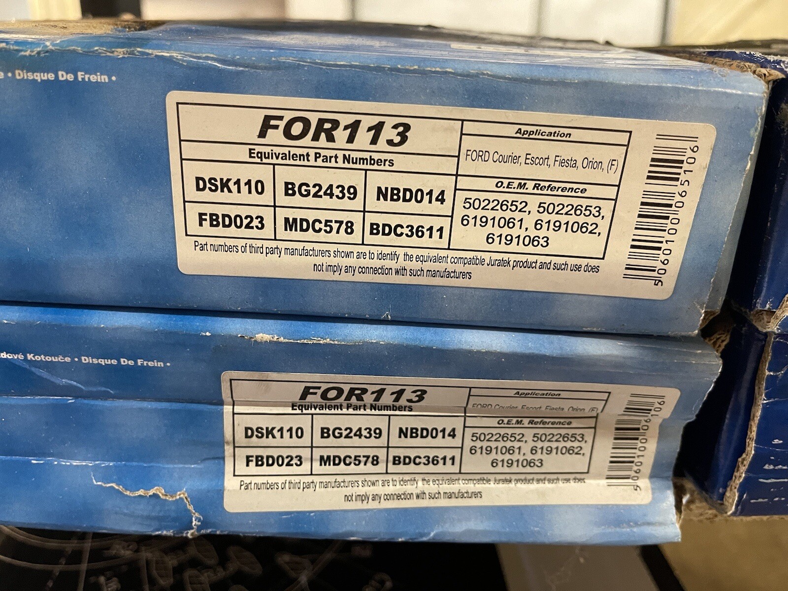 2x Brake Discs Pair Solid fits FORD FIESTA Mk3 1.8D Front 89 to 95 239mm Juratek