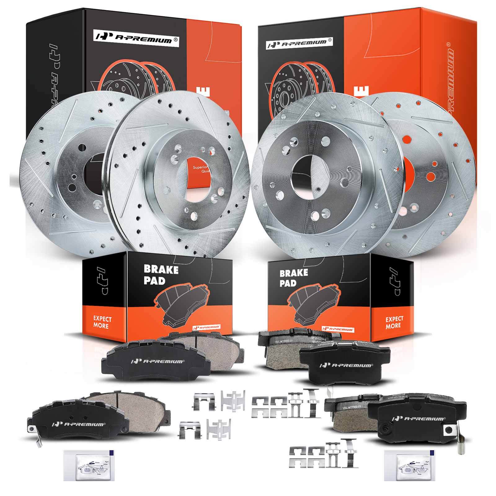 Drilled Rotors & Ceramic Brake Pads Front for Acura Integra 97-98 00-01 Type R
